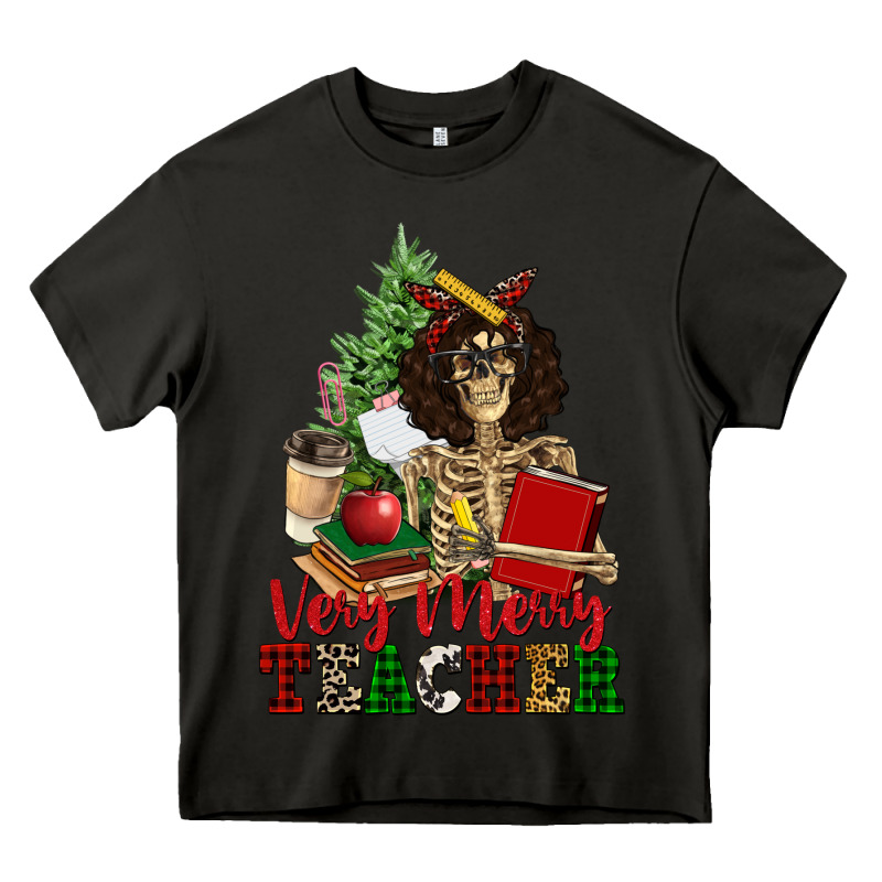 Very Merry Teacher Skeleton Heavy Core Tee by NancyCooperArtShop | Teevron