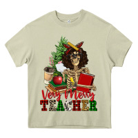 Mossy very merry teacher skeleton Heavy Core Tee - NancyCooperArtShop