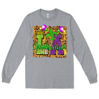 Heather Grey Louisiana leopard with balloons Long Sleeve Tee - HowdyJamesFarm