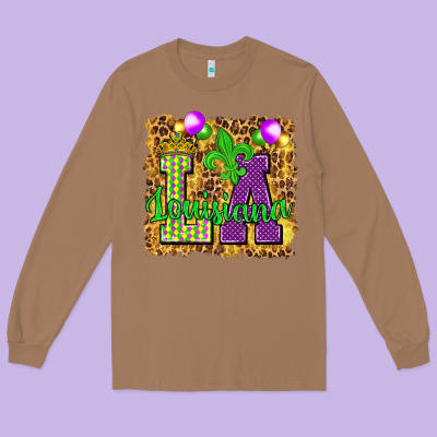 Louisiana Leopard With Balloons Long Sleeve Tee Designed By Howdyjamesfarm