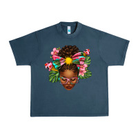 Midnight Navy Afro Woman Summer Urban Heavy Tee - texasbilliewilder