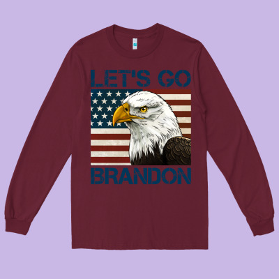 American Bald Eagle Let's Go Brandon Long Sleeve Tee Designed By Jasminsmagicworld