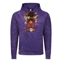 Cloud Purple Baseball Mom Afro Messy Bun Vintage Hoodie - texasbilliewilder