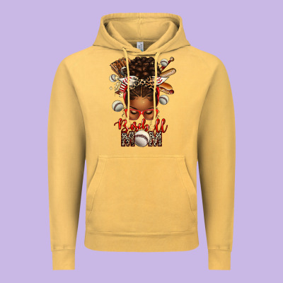 Baseball Mom Afro Messy Bun Vintage Hoodie Designed By Texasbilliewilder