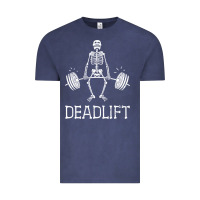Vintage Denim deadlift funny halloween skeleton weight lifting workout Vintage Tee - longCreatives