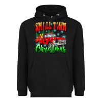 Black Small town Christmas Heavyweight Hoodie - CowhideDigitalArt