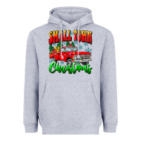 Heather Grey Small town Christmas Heavyweight Hoodie - CowhideDigitalArt