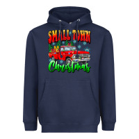 Navy Small town Christmas Heavyweight Hoodie - CowhideDigitalArt