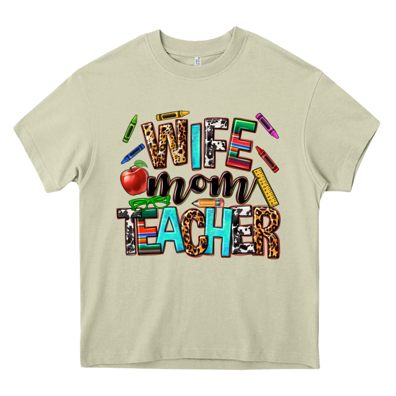 Wife Mom Teacher Heavy Core Tee by NancyCooperArtShop | Teevron