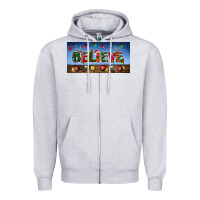 Heather Grey christmas believe license plate Zipper Hoodie - BundleAndBundleShop