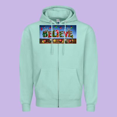 Christmas Believe License Plate Zipper Hoodie Designed By Bundleandbundleshop