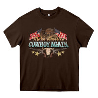 Chocolate Brown make america cowboy again Heavy Core Tee - NancyCooperArtShop