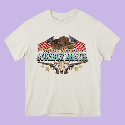 Make America Cowboy Again Heavy Core Tee Designed By Nancycooperartshop