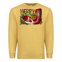 Antique Gold cowboy merry christmas Premium Sweatshirt - CowhideDigitalArt