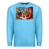 Ocean Blue cowboy merry christmas Premium Sweatshirt - CowhideDigitalArt