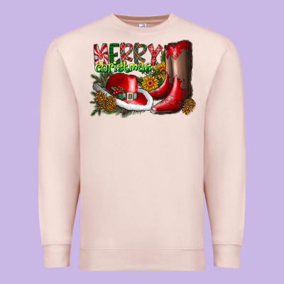 Cowboy Merry Christmas Premium Sweatshirt Designed By Cowhidedigitalart