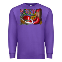Purple cowboy merry christmas Premium Sweatshirt - CowhideDigitalArt