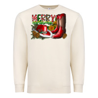 Sandshell cowboy merry christmas Premium Sweatshirt - CowhideDigitalArt