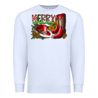 White cowboy merry christmas Premium Sweatshirt - CowhideDigitalArt