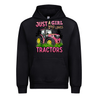 Black just a girl who loves tractors Urban Hoodie - BarkalooDesign