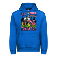 Cobalt just a girl who loves tractors Urban Hoodie - BarkalooDesign