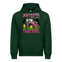 Forest Green just a girl who loves tractors Urban Hoodie - BarkalooDesign