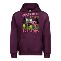 Mauve Wine just a girl who loves tractors Urban Hoodie - BarkalooDesign