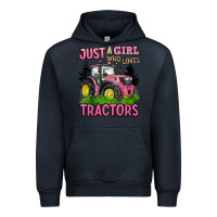 Navy just a girl who loves tractors Urban Hoodie - BarkalooDesign