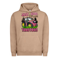 Pigment Burro just a girl who loves tractors Urban Hoodie - BarkalooDesign