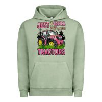 Pigment Oil Green just a girl who loves tractors Urban Hoodie - BarkalooDesign