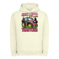 Pigment Pistachio just a girl who loves tractors Urban Hoodie - BarkalooDesign