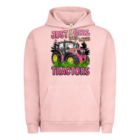 Pigment Salmon just a girl who loves tractors Urban Hoodie - BarkalooDesign