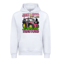 White just a girl who loves tractors Urban Hoodie - BarkalooDesign