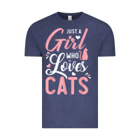 Vintage Denim just a girl who loves cats cute cat lover gifts Vintage Tee - longCreatives
