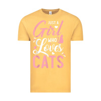 Vintage Mustard just a girl who loves cats cute cat lover gifts Vintage Tee - longCreatives