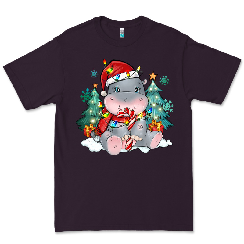 Cute Christmas Hippopotamus Premium Tee by MaliasSmallBusiness | Teevron