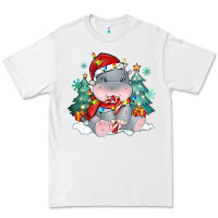 White cute christmas hippopotamus Premium Tee - MaliasSmallBusiness