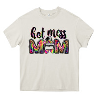 Cream hot mess mom messy bun Heavy Core Tee - JahusDesignShop