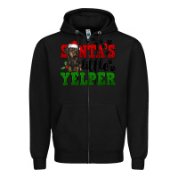 Black Santa's Little Yelper Zipper Hoodie - FaDigitalArtStudio