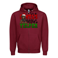 Burgundy Santa's Little Yelper Zipper Hoodie - FaDigitalArtStudio