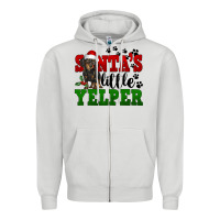 Dove Grey Santa's Little Yelper Zipper Hoodie - FaDigitalArtStudio