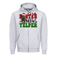 Heather Grey Santa's Little Yelper Zipper Hoodie - FaDigitalArtStudio