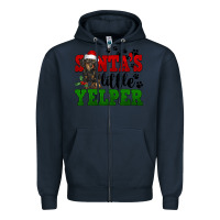 Navy Santa's Little Yelper Zipper Hoodie - FaDigitalArtStudio