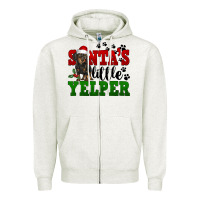 Oatmeal Heather Santa's Little Yelper Zipper Hoodie - FaDigitalArtStudio