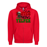 Red Santa's Little Yelper Zipper Hoodie - FaDigitalArtStudio