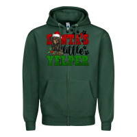 Sports Green Santa's Little Yelper Zipper Hoodie - FaDigitalArtStudio