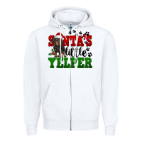 White Santa's Little Yelper Zipper Hoodie - FaDigitalArtStudio