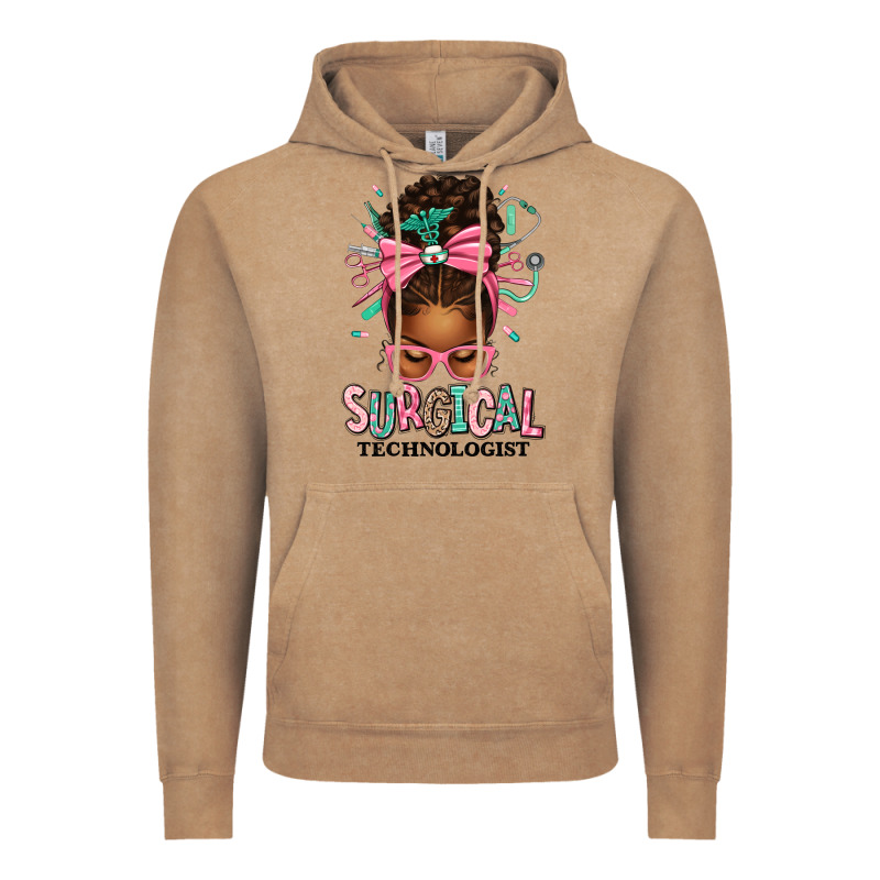 Surgical Technologist Afro Messy Bun Vintage Hoodie by texasbilliewilder | Teevron