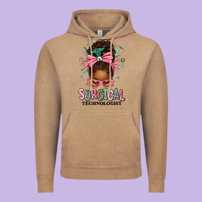 Surgical Technologist Afro Messy Bun Vintage Hoodie Designed By Texasbilliewilder