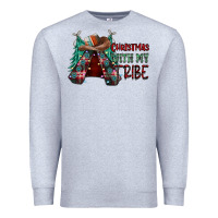 Heather Grey Christmas with tribe Premium Sweatshirt - CowhideDigitalArt